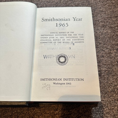 1013 - Smithsonian Report - Annual Report of the Smithsonian Institution (114 volumes), 1984 to 1960, 1865-... 