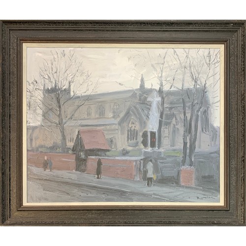 443 - Reuben Colley (British, b. 1976), ‘St. Mary’s Church, Moseley’ oil on canvas. Framed, signed to lowe... 