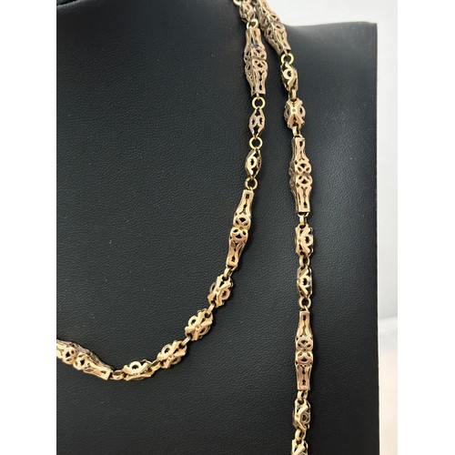 47 - A Victorian rose gold fancy link necklace. Stamped 9ct to clasp. Weight 31.6g.