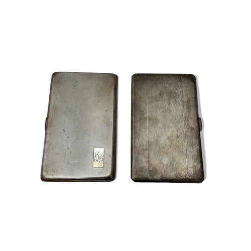 104 - Two cigar cases. A silver case with marks for T&S Birmingham 1940, monogrammed to front and inscribe... 