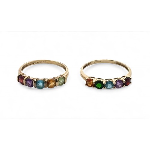 58 - Two 9ct gold multi-gem rings, size T and size U. Combined weight 3.94g.