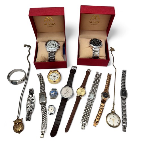 77 - A collection of approx 14 watches including two boxed Mabz watches, a Sekonda watch etc. Also a smal... 