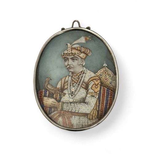 421 - A large 19ct Century Indian School portrait miniature on ivory reputed to depict Shah Jahan who buil... 