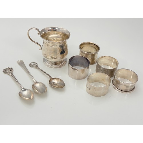 106 - A number of hallmarked silver items to include a small tankard by William Suckling Ltd Birmingham 19... 