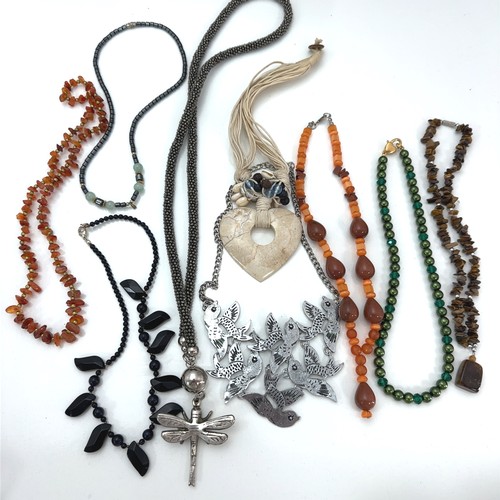 29 - A large quantity of mineral and hardstone jewellery, bead necklaces, pearl necklaces and costume jew... 