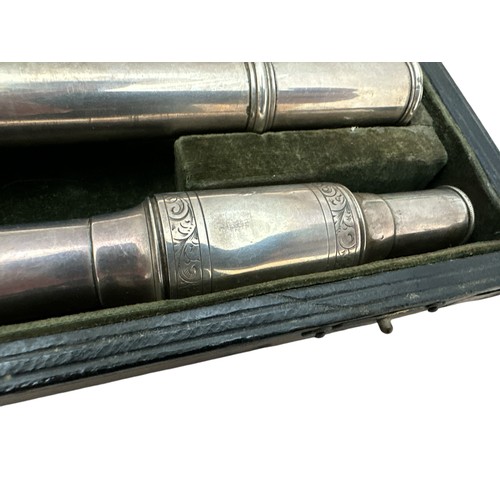 376 - A Suspected Rudall, Carte & Co Flute, solid silver (XRF tested). With original leather bound case an... 