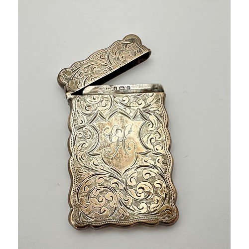 113 - Silver card case with foliate decoration, with marks for J.G. Birmingham 1904. 62g. Good condition s... 