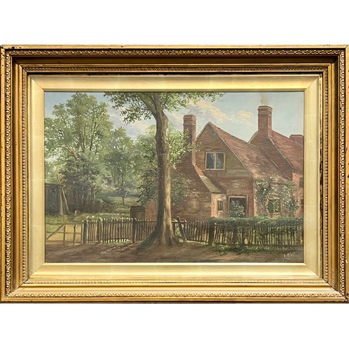 434 - 20th Century competent countryside oil on canvas landscape signed with initials AMS. Framed and glaz... 