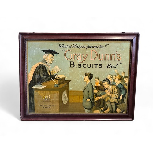 260 - Charming Early 20th Century Gray Dunn's Biscuit Poster featuring Schoolmaster chastising group of sc... 