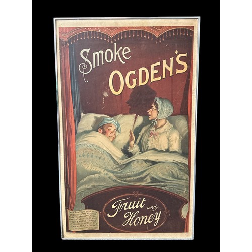 255 - Original Ogden's Fruit and Honey Poster C1900. Image shows couple in bed. She is saying: 