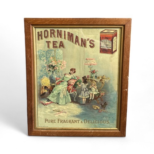 237 - Original Horniman's Tea Advertising Poster. Image shows elegant lady taking tea with two small girls... 