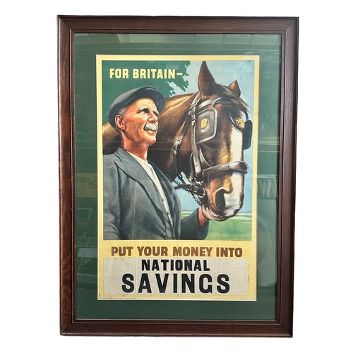 238 - Original National Savings Poster depicting Farmer leading Shire horse. For Britain Put Your Money In... 