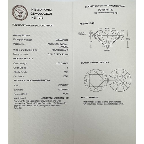 51 - A 2.80ct lab grown diamond and platinum halo cluster ring, size L. Principal diamond 2.05ct, 8.21 x ... 