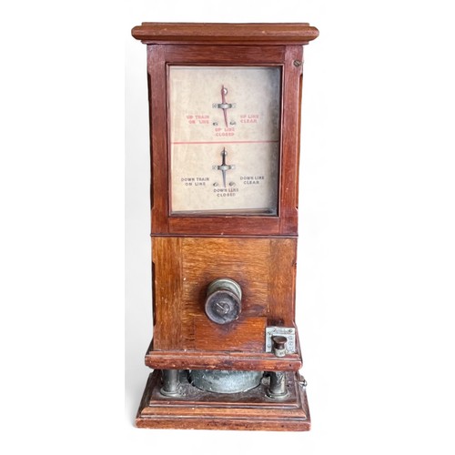 270 - Railway telegraph block instrument, no visible marking, good plus wooden case. Contents appear compl... 