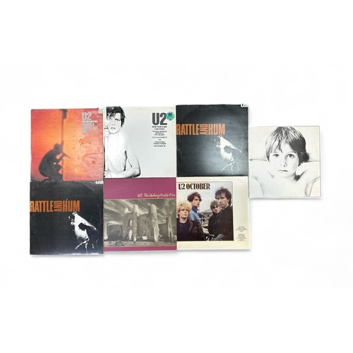 298 - U2 LPs with Boy no. ILPS  19646, October no. ILPS 9680 (i), Unforgettable Fire no. U25 (I), 2x Rattl... 