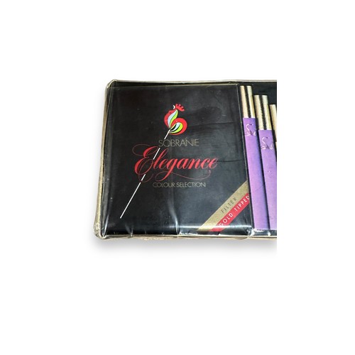 211 - 200 Sealed Sobranie Cigarettes. Pack of Elegance colour, gold filter tipped. And Black Russian filte... 