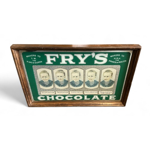 235 - Original Oak Framed Frys Chocolate Advertising Mirror in lovely condition. This sign shows the famou... 