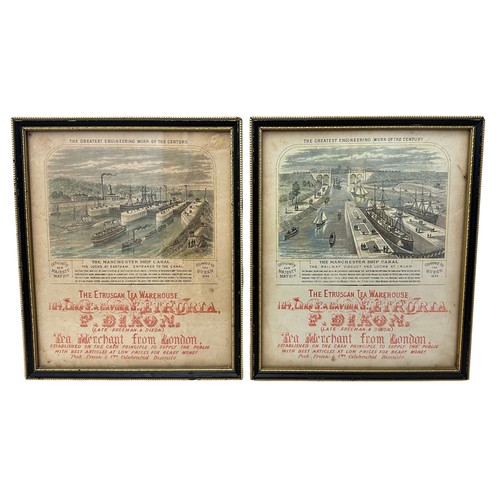 220 - Two small prints advertising The Etruscan Tea Warehouse featuring scenes from The Manchester Ship Ca... 