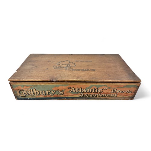 219 - Cadbury's Atlantic Assortment Pictorial Wooden Trade Box. Superb Cadbury's Point Of Sale Counter Top... 