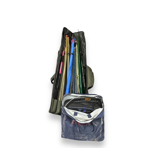 303 - Four Fishing Rods With Extensions In Bag & Keep Net. Four rods include a Masterlite super specialist... 