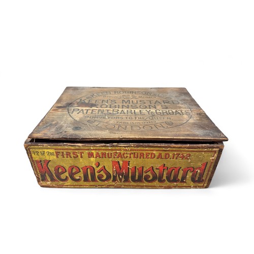 213 - Wooden Keen's Mustard Trade Box. Etched on top of box Keen Robinson & Co. Keen's Mustard Robinson's ... 