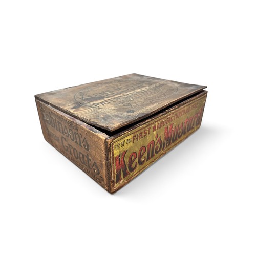 213 - Wooden Keen's Mustard Trade Box. Etched on top of box Keen Robinson & Co. Keen's Mustard Robinson's ... 