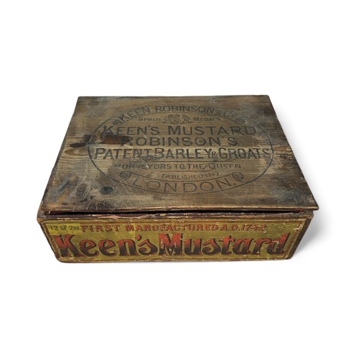 213 - Wooden Keen's Mustard Trade Box. Etched on top of box Keen Robinson & Co. Keen's Mustard Robinson's ... 