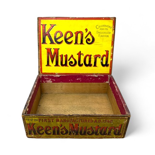 213 - Wooden Keen's Mustard Trade Box. Etched on top of box Keen Robinson & Co. Keen's Mustard Robinson's ... 