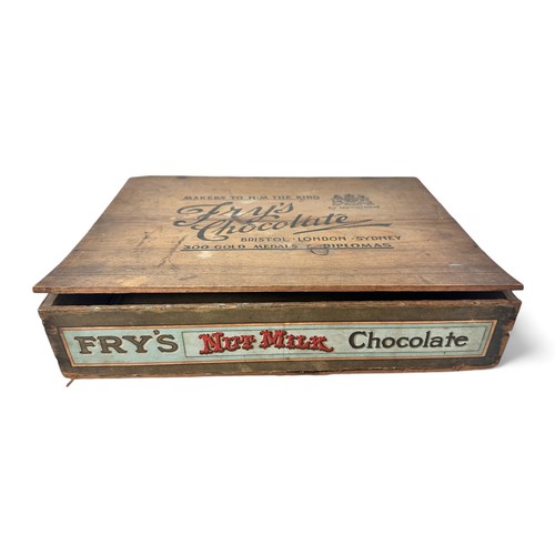 215 - Wooden Frys Chocolate Trade Box. Fry's Chocolate Manufactured In England  on rear panel, Fry's Nut M... 