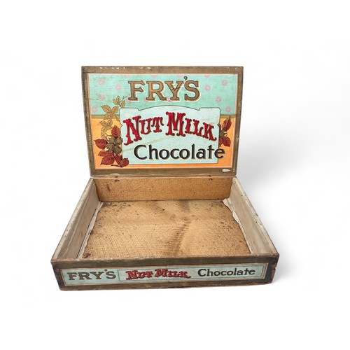 215 - Wooden Frys Chocolate Trade Box. Fry's Chocolate Manufactured In England  on rear panel, Fry's Nut M... 