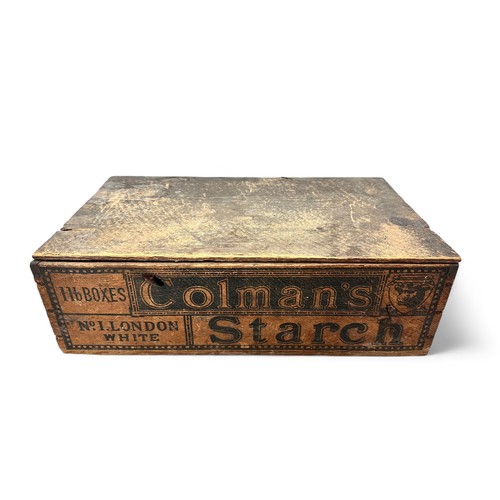 231 - Colman's Starch Wooden Trade Box. Printed on front panel Colman's Starch 1lb boxes No1 London White ... 