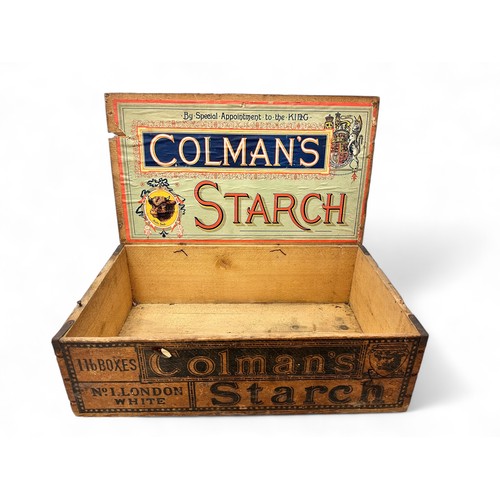 231 - Colman's Starch Wooden Trade Box. Printed on front panel Colman's Starch 1lb boxes No1 London White ... 