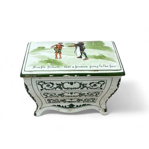 360 - A Royal Doulton for Huntley & Palmers 'Nursery Rhymes' series ware biscuit barrel in the form of a c... 