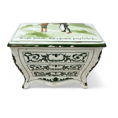 360 - A Royal Doulton for Huntley & Palmers 'Nursery Rhymes' series ware biscuit barrel in the form of a c... 