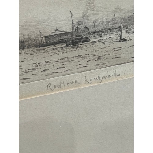 390 - Rowland Langmaid (British, 1897-1956), ‘Fairway into Portsmouth’ drypoint etching on paper. Signed a... 