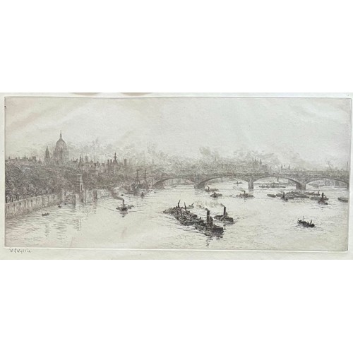 386 - William Lionel Wyllie (British, 1851-1931), ‘St Paul’s from the Thames’ drypoint etching on paper. S... 