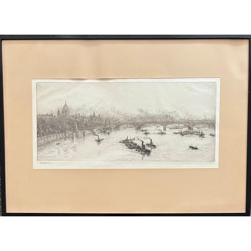 386 - William Lionel Wyllie (British, 1851-1931), ‘St Paul’s from the Thames’ drypoint etching on paper. S... 