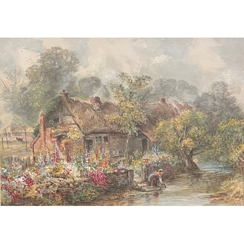 403 - C. Thornton (British, 20th Century), idyllic cottage scene watercolour on paper. Signed C Thornton t... 