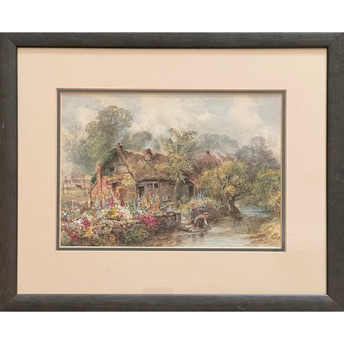 403 - C. Thornton (British, 20th Century), idyllic cottage scene watercolour on paper. Signed C Thornton t... 