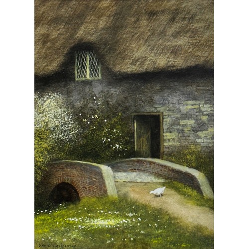 407 - David Pritchard (British, 20th Century), idyllic cottage diptych watercolour on paper. Two works, bo... 