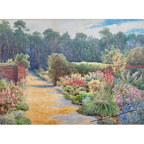 408 - Reginald West (British, 19th / 20th Century), garden landscape watercolour on paper, 1905. Signed an... 