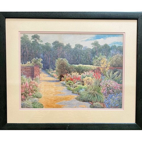 408 - Reginald West (British, 19th / 20th Century), garden landscape watercolour on paper, 1905. Signed an... 