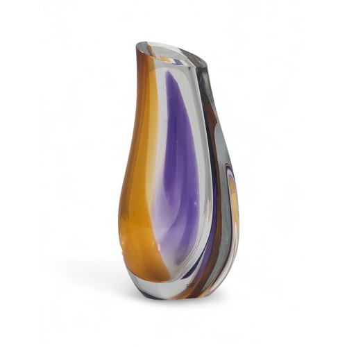 382 - Göran Wärff (Swedish, 1933-2022), for Kosta Boda large orange and purple standing glass orchid vase.... 