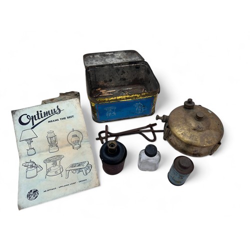 248 - Vintage Swedish Optimus OO Camp Stove in its original tin together with an original Optimus can of o... 