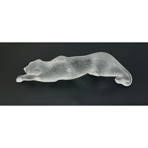 378 - Lalique, frosted glass figure of a Zeila Panther, depicted in stalking pose. Etched to base for Lali... 