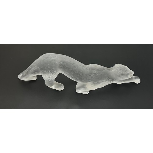 378 - Lalique, frosted glass figure of a Zeila Panther, depicted in stalking pose. Etched to base for Lali... 