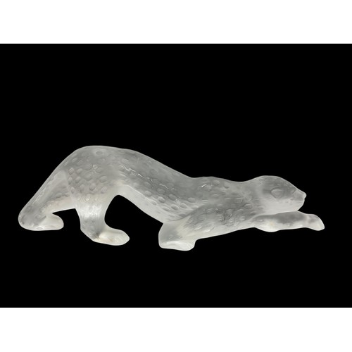 378 - Lalique, frosted glass figure of a Zeila Panther, depicted in stalking pose. Etched to base for Lali... 