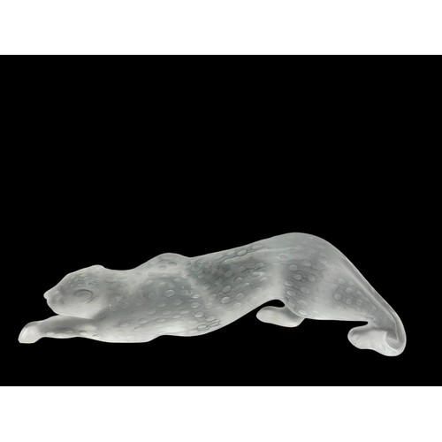 378 - Lalique, frosted glass figure of a Zeila Panther, depicted in stalking pose. Etched to base for Lali... 