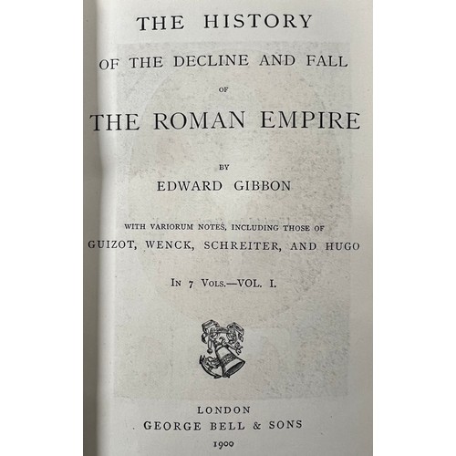 498 - The History of the Decline and Fall of the Roman Empire by Edward Gibbon, in 7 volumes, in gilt leat... 