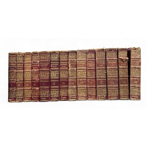 488 - Tales and Miscellaneous Pieces by Maria Edgeworth in 14 volumes, 1825, with gilt red leather binding... 